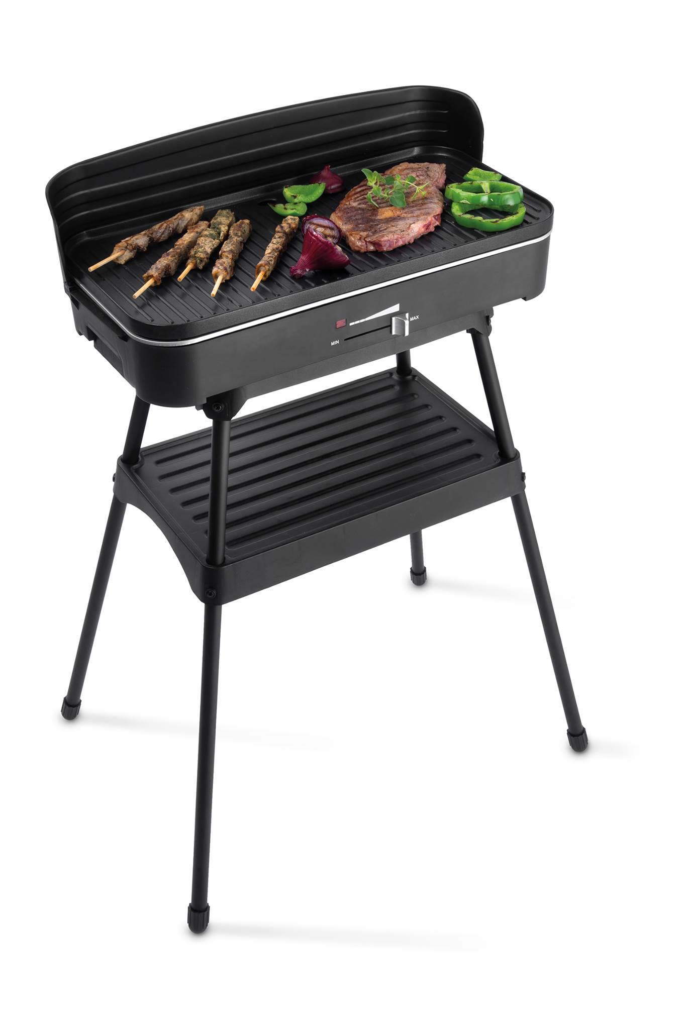 Grill Portable Avec Support Personnalisé Et Ustensiles De Cuisine Sur Un  Patio En Briques Créé Avec Une Ia Générative