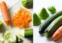 Prettige borden met de groenteslijper van Mastrad mastrad groenteslijper