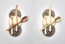 Een feesttafel met karakter: bestek in soft copper mat en champagne van Eternum